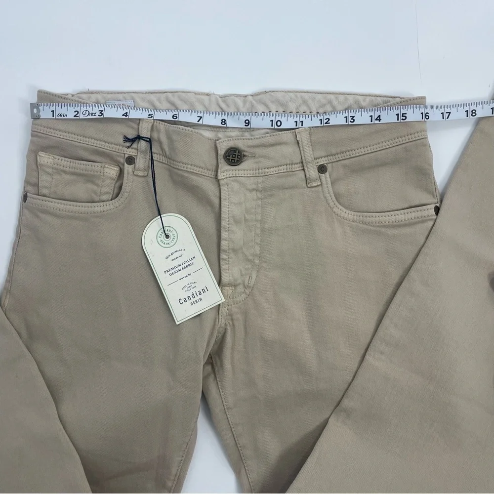 Candiani Denim Handmade in Italy Classic 5 pocket Tan Jeans Chino Style Pants 30